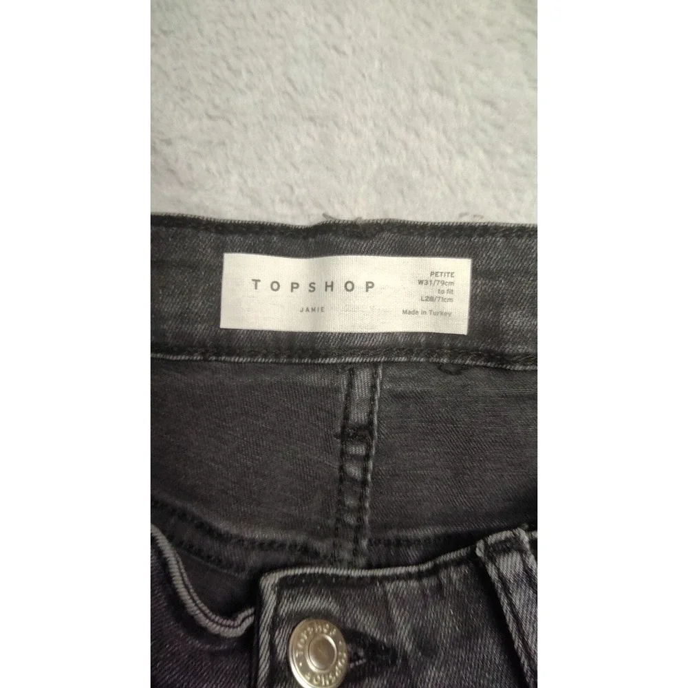 Topshop Jamie Skinny Fit Jeans Womens Size 31 x 28 Dark Gray Stretch Petite